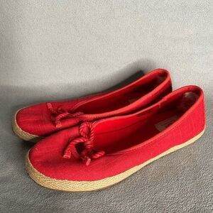 NWOB UGG 1008397 Syleste Espadrille Slip On Bow Flats Braid Women Size 9 Red Can